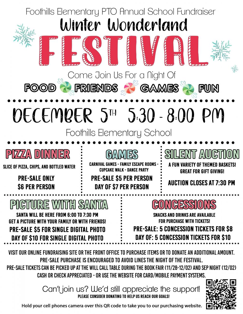 Winter Wonderland Festival on December 5th Foothills Elementary